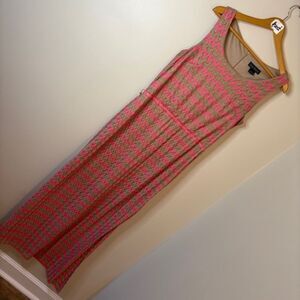 Jessica Howard Tan & Pink Chevron Sleeveless Maxi Dress Womens sz 16 preworn